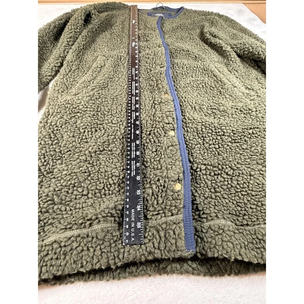 Toad&Co Coat Womens Medium‎ Green Wool Fleece Long Snap Front Sherpa Cozy
